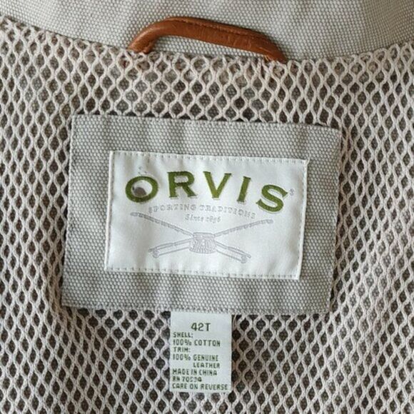 Orvis Zambezi Field Jacket Vintage Leather Trim Elbow Patches Size 42TALL - Picture 10 of 12